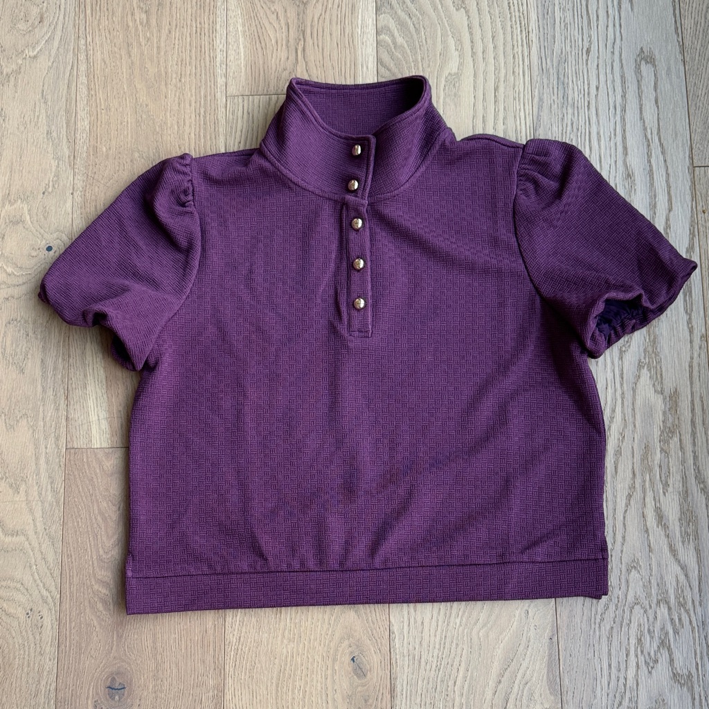 Ssys Plum Quilted Puff Sleeve Top